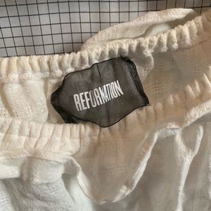 White ruffle off the shoulder Reformation top